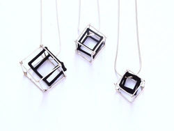CUBE - WHITE & BLACK - WB016 2 Cube Pendants