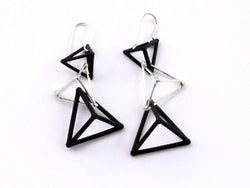 TRIANGLE - WHITE & BLACK - WBT003 3 Triangle Earrings