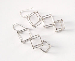 CUBE - SILVER - CU003 3 Cube Earrings