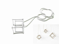 CUBE - SILVER - CU016 2 Cube Pendants
