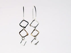 ECLIPSE SG Triple Square earrings - Black, White, and Gold