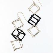 CUBE - WHITE & BLACK - WB003 3 Cube Earrings