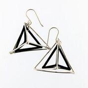 TRIANGLE - WHITE & BLACK - WBT002 2 Triangle Earrings
