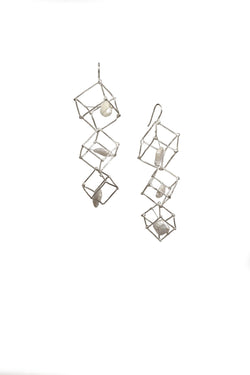 Cube & Pearl Earrings