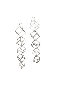 CUBE - SILVER - CU004 5 Cube Earrings