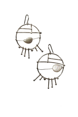 Pearl in Wheel Earrings